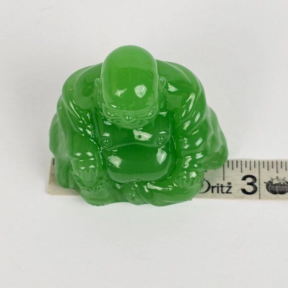 Vtg Green Carved Glass Sitting Buddha Figurine Statue Peoples Republic of China - Picture 9 of 13